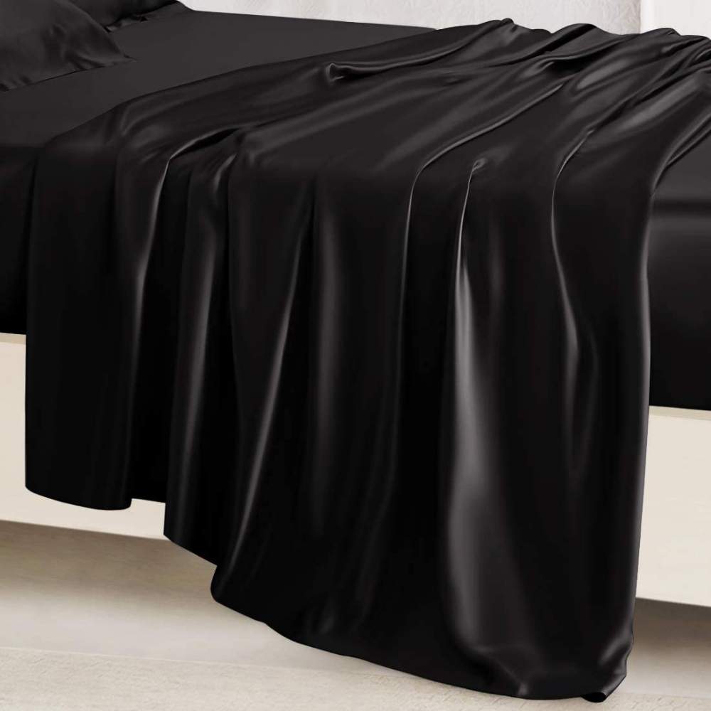 Silk Sheet, Black, Queen (240cm x 240cm)